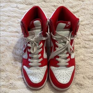 Nike Red and White Hightop Sneakers